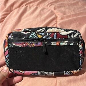 Vera Bradley Black and Pink Cosmetic Bag with Floral Design